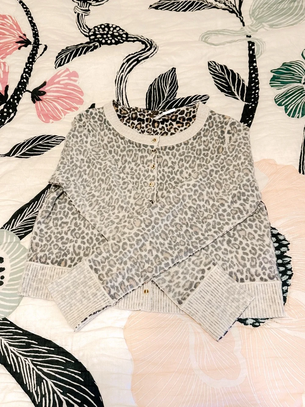 Free People Leopard Cardigan